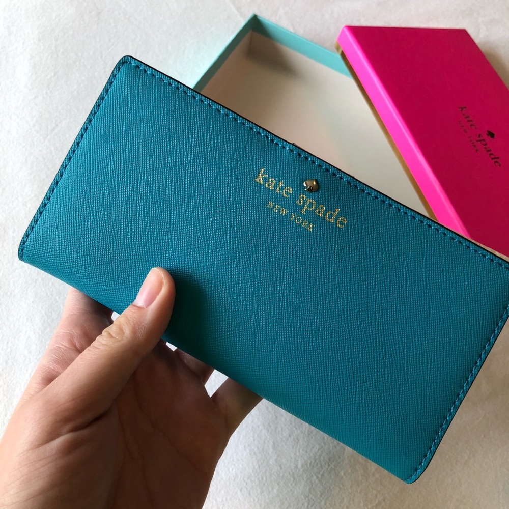 Kate Spade Teal Spencer Slim Bifold Wallet (NWT)